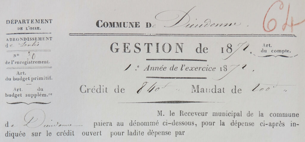 Lire la suite à propos de l’article Les réquisitions à Dieudonne (Oise) en 1870-1871